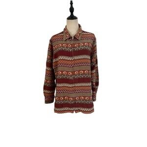 Vtg 80s 90s Women's Cotton Zip Jacket Sz L‎  Southwestern Woven Tapestry Aztec